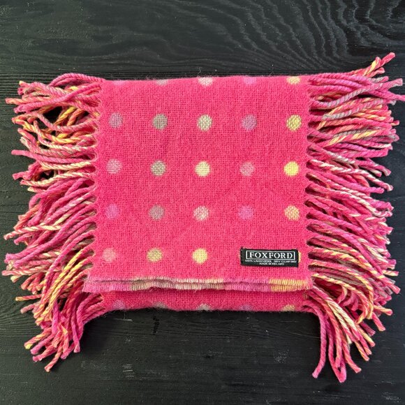 Foxford 100% Lambswool Reversible Polka Dot Scarf - Picture 1 of 6